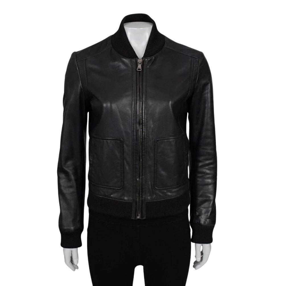 Dolce & Gabbana Dolce & Gabbana Black Leather Bomber Jacket - IT38/XS pre-owned Black Leather Good condition - Front View