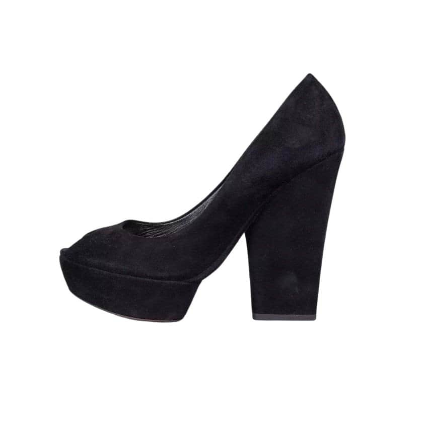Christian Dior Christian Dior Black Suede Open Toe Pumps Sz.39.5 Pre-owned Black Suede Good condition - Front View