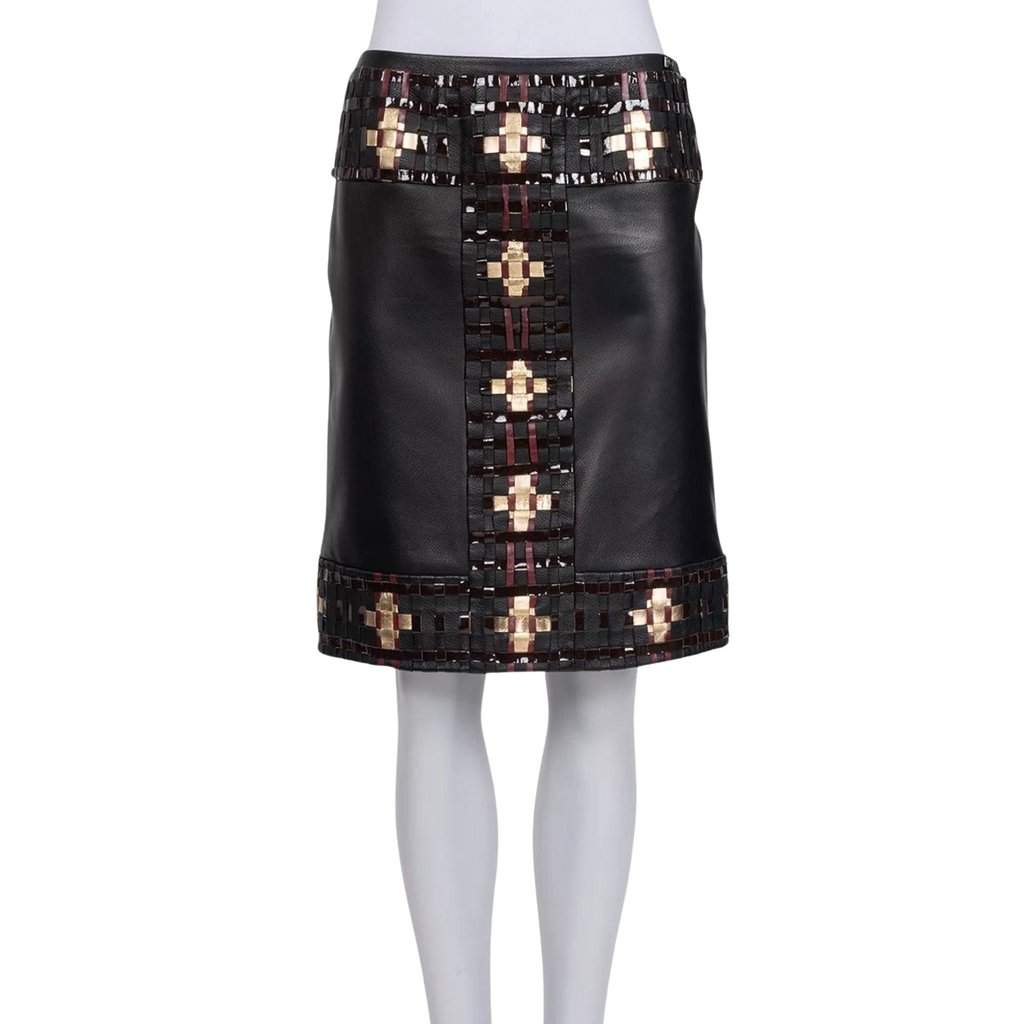 Chanel Chanel Black Sheepskin Leather Skirt - Size EU 36 / M  Pre-owned Black Leather Good condition - Front View