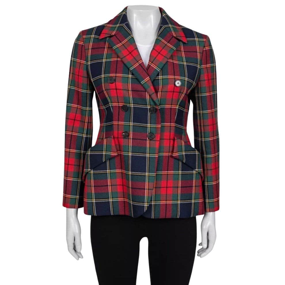 Christian Dior Christian Dior 2019 Tartan Fitted Wool Jacket Sz 40 pre-owned MultiColor Wool Good condition - Front View
