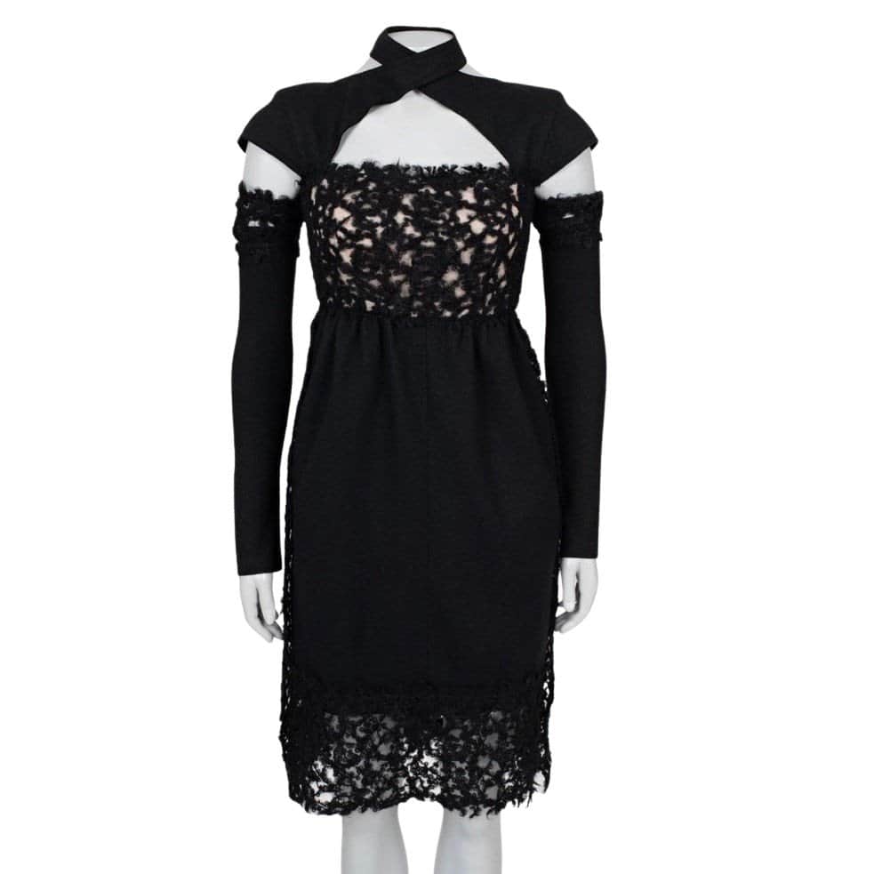 Fendi Fendi Black Wool Detachable Sleeves l Dress Sz/40/S Pre-owned Black Wool Good condition - Front View