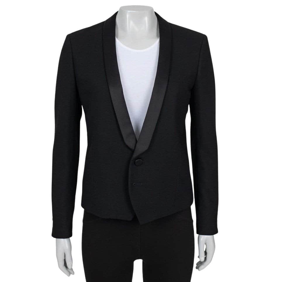 Saint Laurent Saint Laurent Black Wool Satin Lapels Jacket Sz.40 pre-owned Black Wool Good condition - Front View