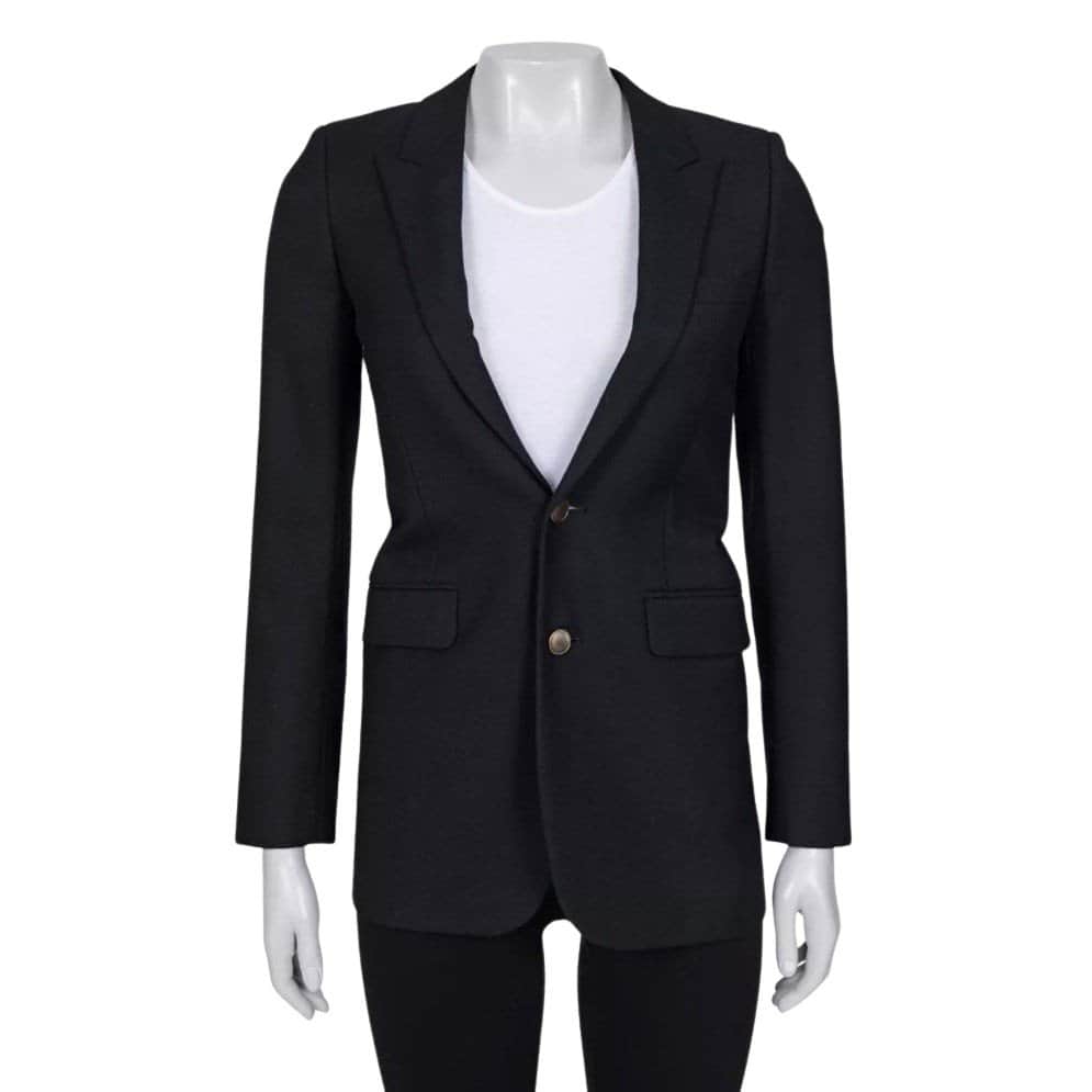 Saint Laurent Chic Saint Laurent Black Wool Jacket - EU 32/XS Pre-owned Black Wool Good condition - Front View