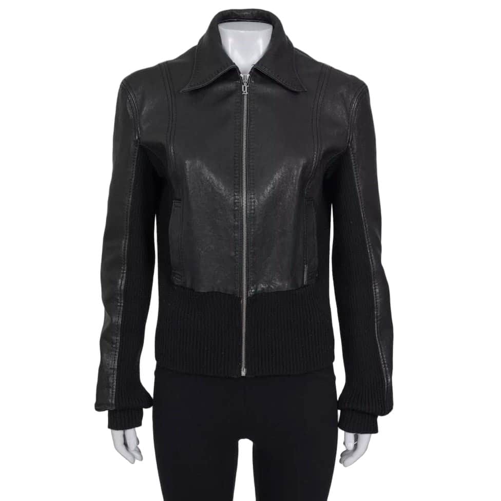 John Galliano John Galliano Black Embroidered Leather Jacket EU34/XS pre-ownned Black Leather Good condition - Front View