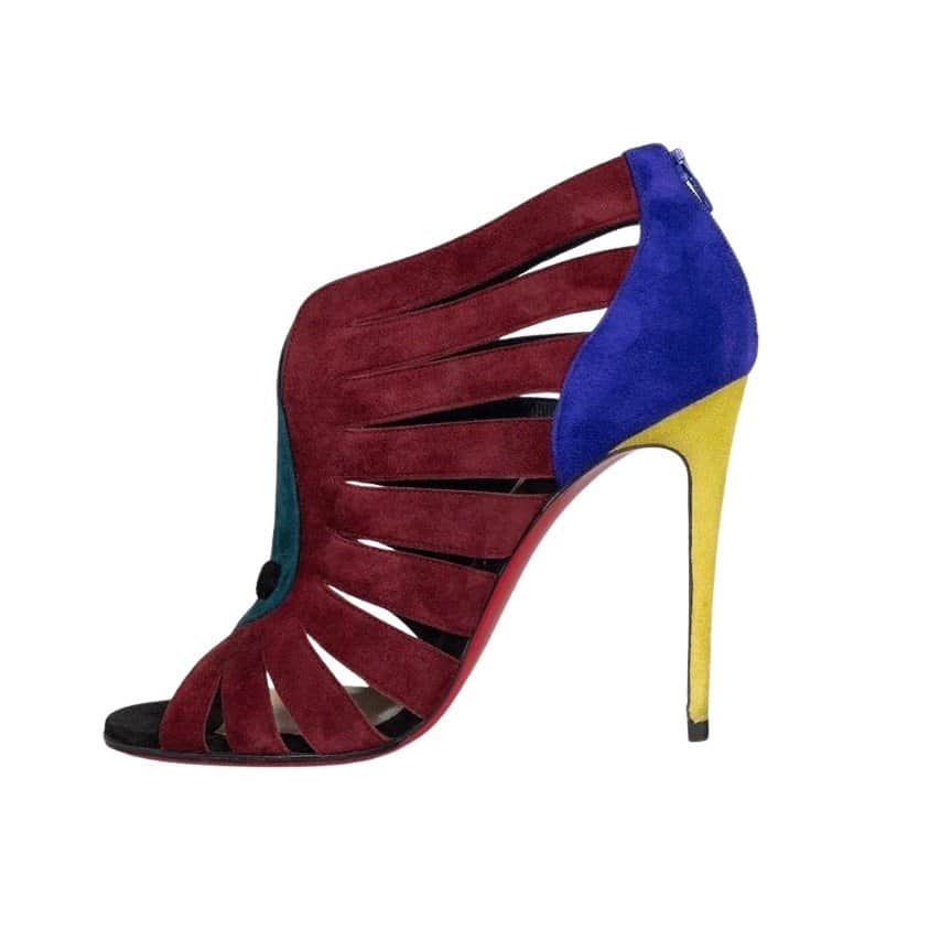 Christian Louboutin Christian Louboutin Multicolor Suede Heels - Sz.38.5 pre-owned Burgundy Suede Good condition - Front View