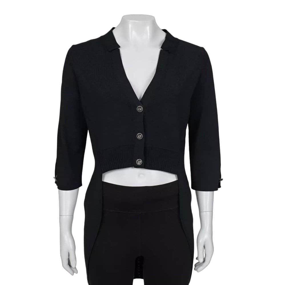 Chanel NWOT Chanel Black V-Neck Cardigan | Never Worn Sz.42/XL Pre-owned Black Never worn - Front View