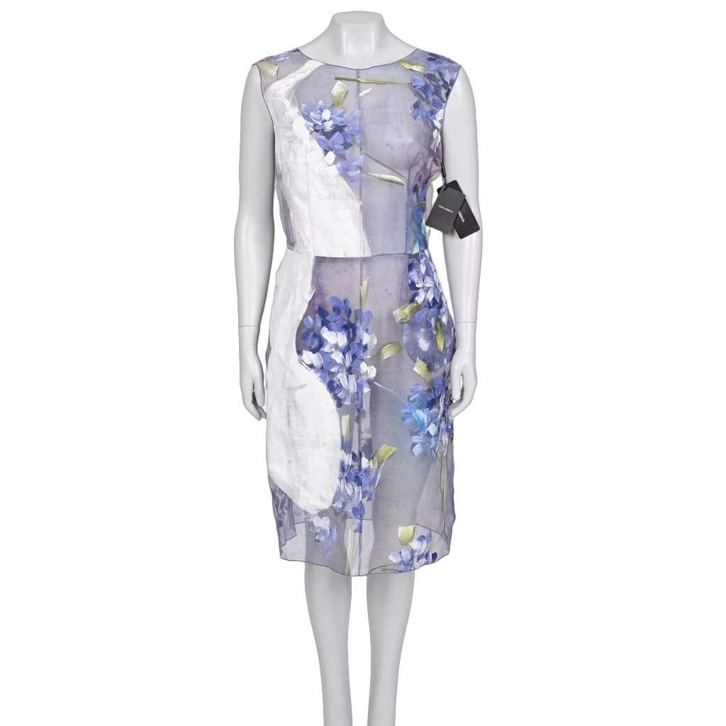 Dolce & Gabbana NWT Dolce & Gabbana Sheer Silk Floral Dress Size 44/L pre-owned Purple Silk Never worn, with tag - Front View