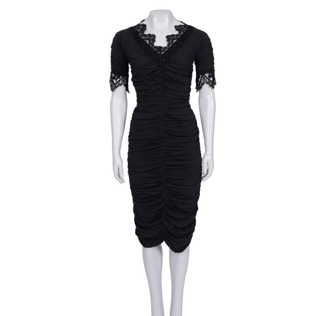 Dolce & Gabbana NWOT Dolce & Gabbana Black Draped Lace Dress - Size S pre-owned Black Lace Never worn - Front View
