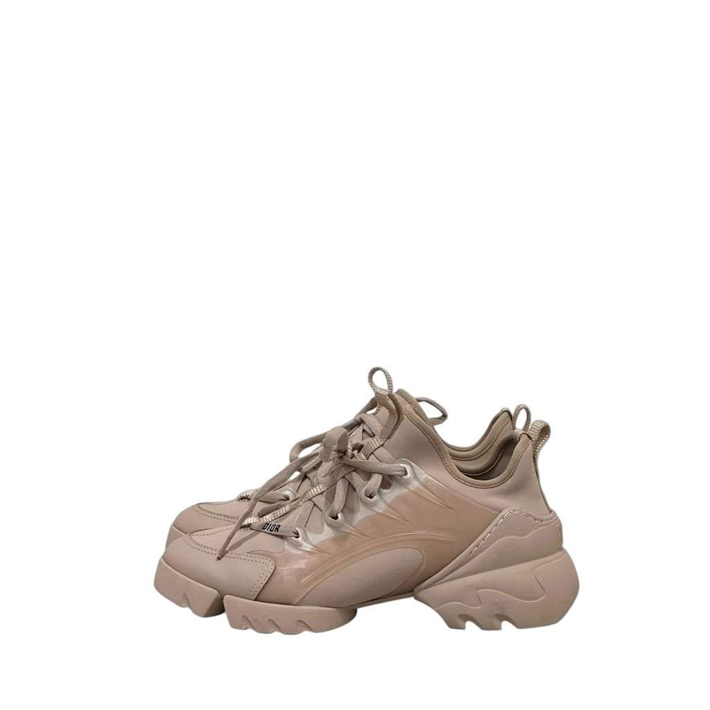 Dior Dior D-Connect Lace-Up Beige Leather & PVC Sneakers sz.37.5 pre-owned Beige Lace Good condition - Front View