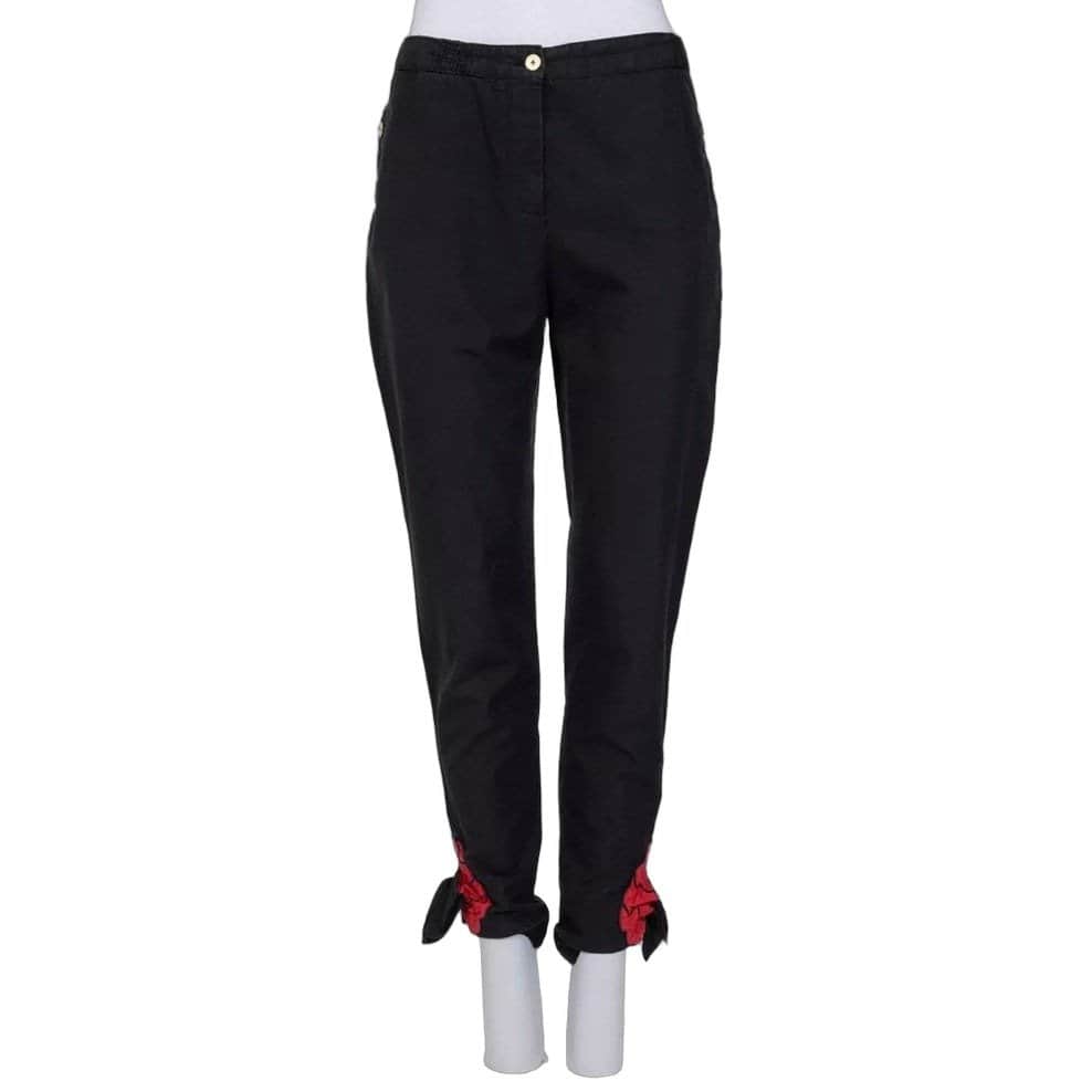 Yves Saint Laurent YSL Vintage Black Cotton-Silk Trousers Sz. 38 Pre-owned Black Cotton Good - Front View