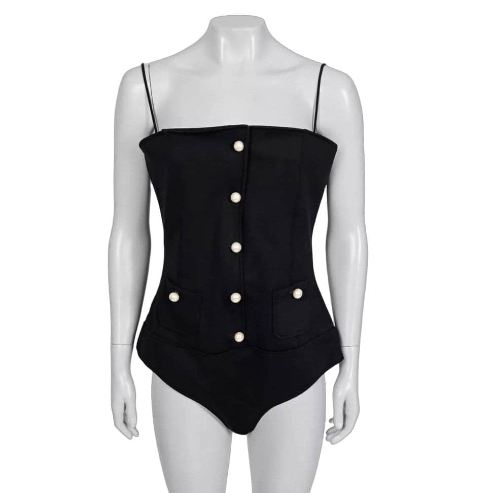 Chanel Chanel Black Body with Signature Buttons – Size FR40 / L pre-owned Black Silk Good condition - Front View