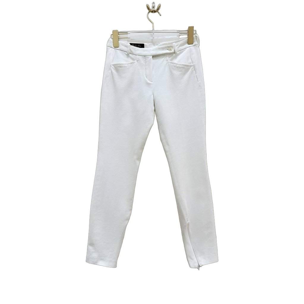 Loro Piana Loro Piana White Cotton Elastane Tailored Straight-Leg Pants Sz.38 pre-owned White Cotton Good condition - Front View