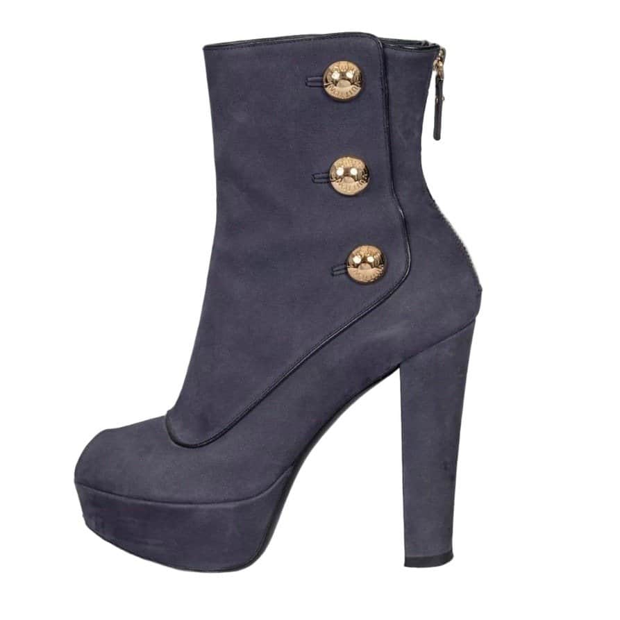 Louis Vuitton Louis Vuitton Grey Suede Open-Toe Booties EU 38 pre-owned Grey Suede Good condition - Front View