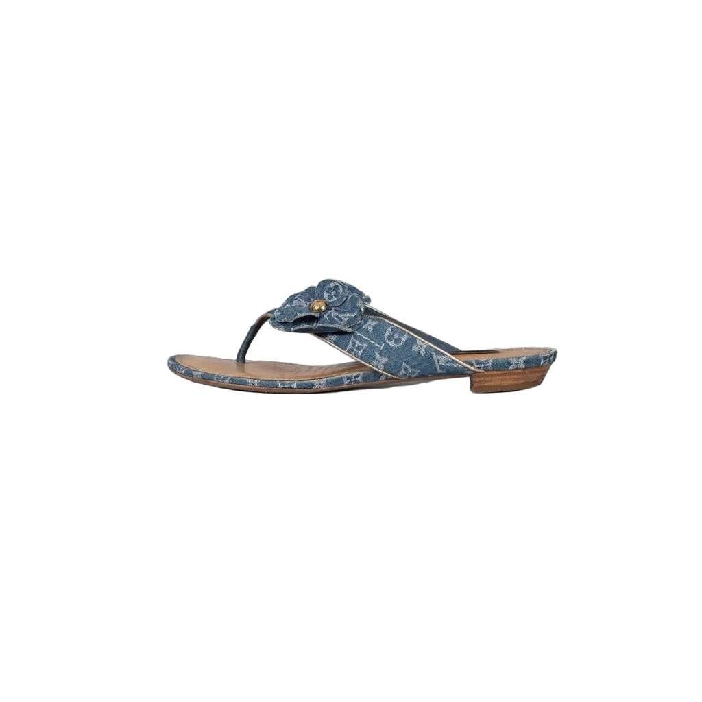 Louis Vuitton Louis Vuitton Denim Monogram Flip-Flops – Size 39 Pre-owned MultiColor Denim Good condition - Front View