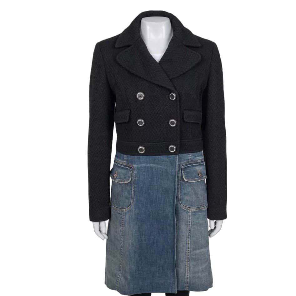 Dolce & Gabbana Dolce & Gabbana Mixed Material Double-Breasted Coat 44/L Pre-owned Silver Cotton Good condition - Front View