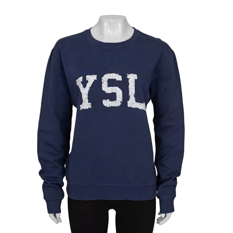 Saint Laurent Saint Laurent Blue Logo Cotton Sweatshirt - M pre-owned Blue Cotton Good condition - Front View