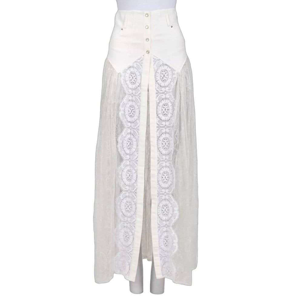 Alessandra Rich Alessandra Rich White Lace Elegant Sheer Hem Skirt Sz.XS pre-owned White Lace Good condition - Front View