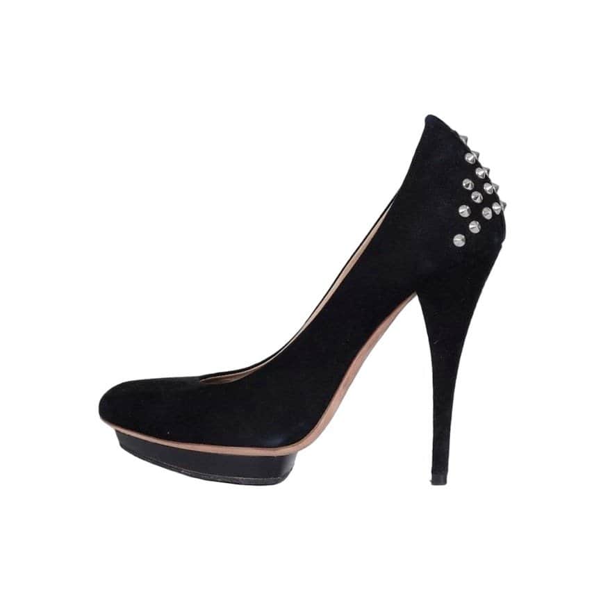 Alexander McQueen Alexander McQueen Black Suede Chic Rear Detail Pumps Sz.39 pre-owned Black Suede Good condition - Front View