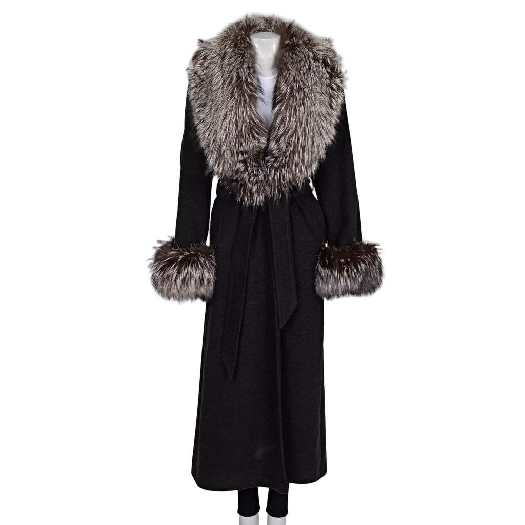 ZILLI Zilli Grey Coat with Detachable faux Fur Trim - Size L Pre-owned Grey Good condition - Front View