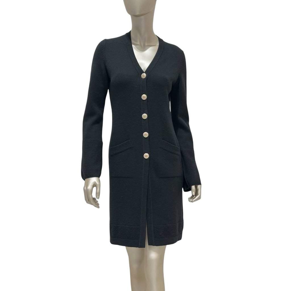 Chanel Chanel Black Cashmere Long Cardigan - FR36 Pre-owned Black Wool Good condition - Front View