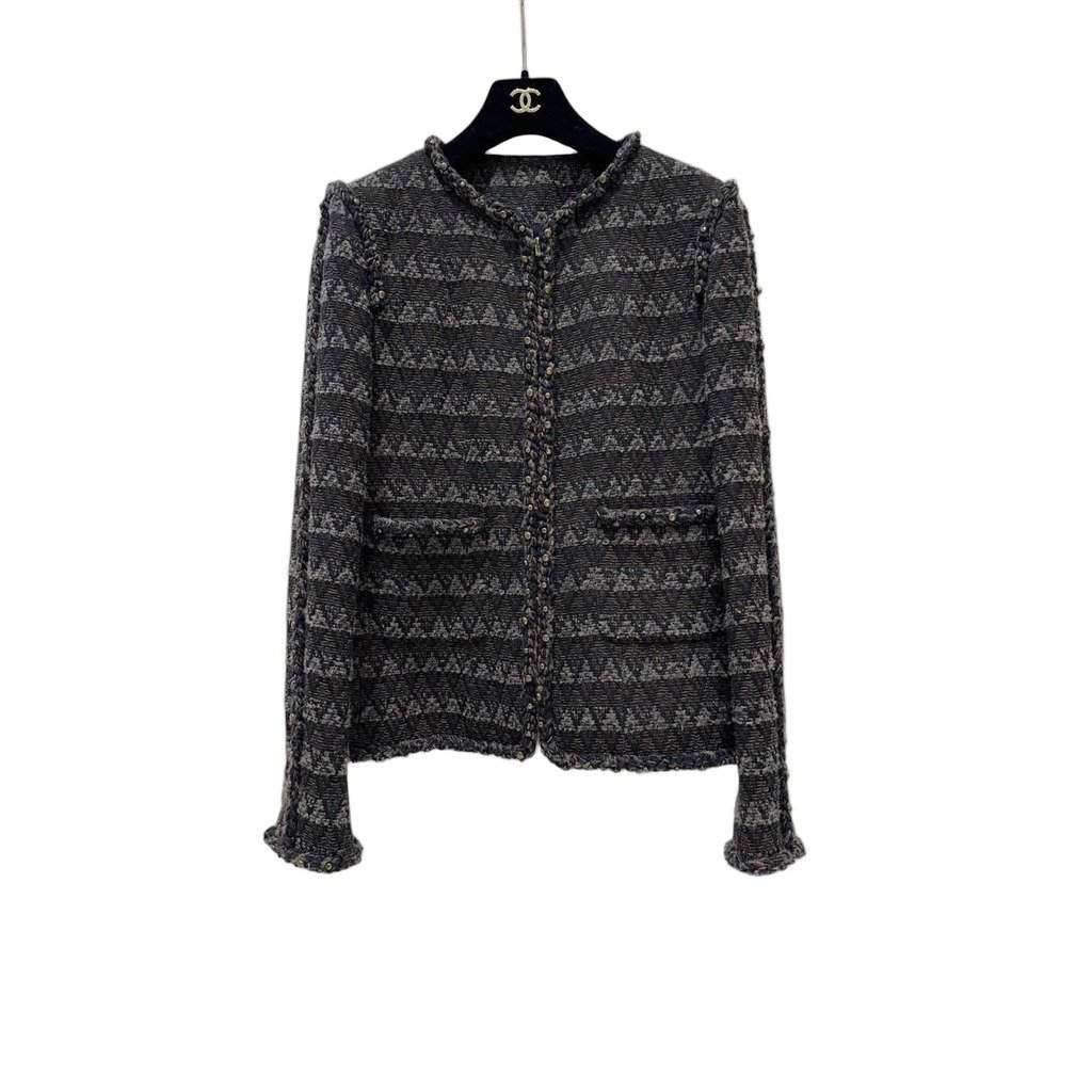 Chanel CHANEL Brown Wool Blend Tweed Paris-Dallas Jacket Sz.38 pre-owned Brown Wool Good condition - Front View