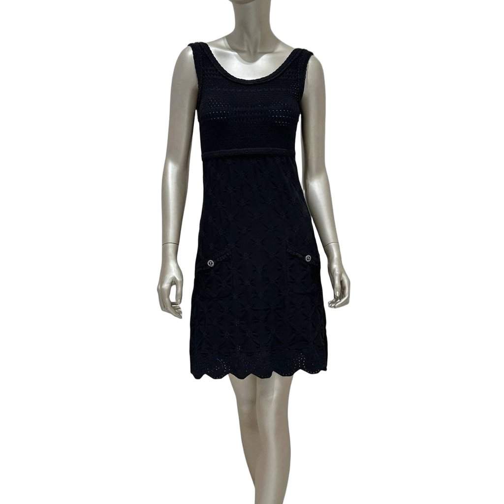 Chanel Chanel Black Woven Dress - FR38 Pre-owned Black Cotton Good condition - Front View