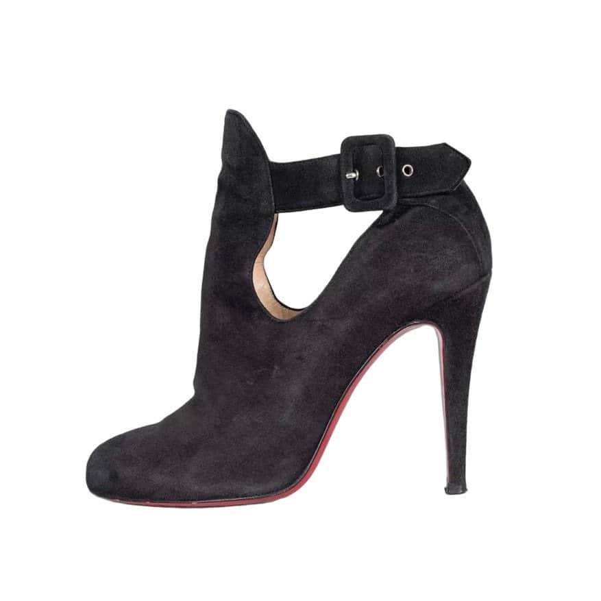 Christian Louboutin Christian Louboutin Black Suede Cutout Ankle Boots Sz. 38 Pre-owned Black Suede Good condition - Front View