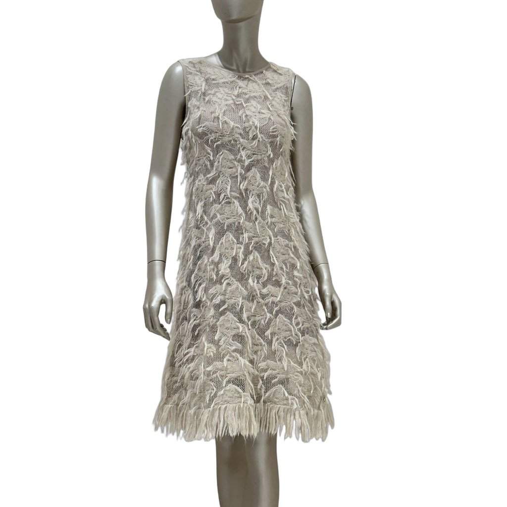 Chanel Chanel Beige Mohair & Silk A-Line Dress - Size 36 Pre-owned Beige Silk Good condition - Front View