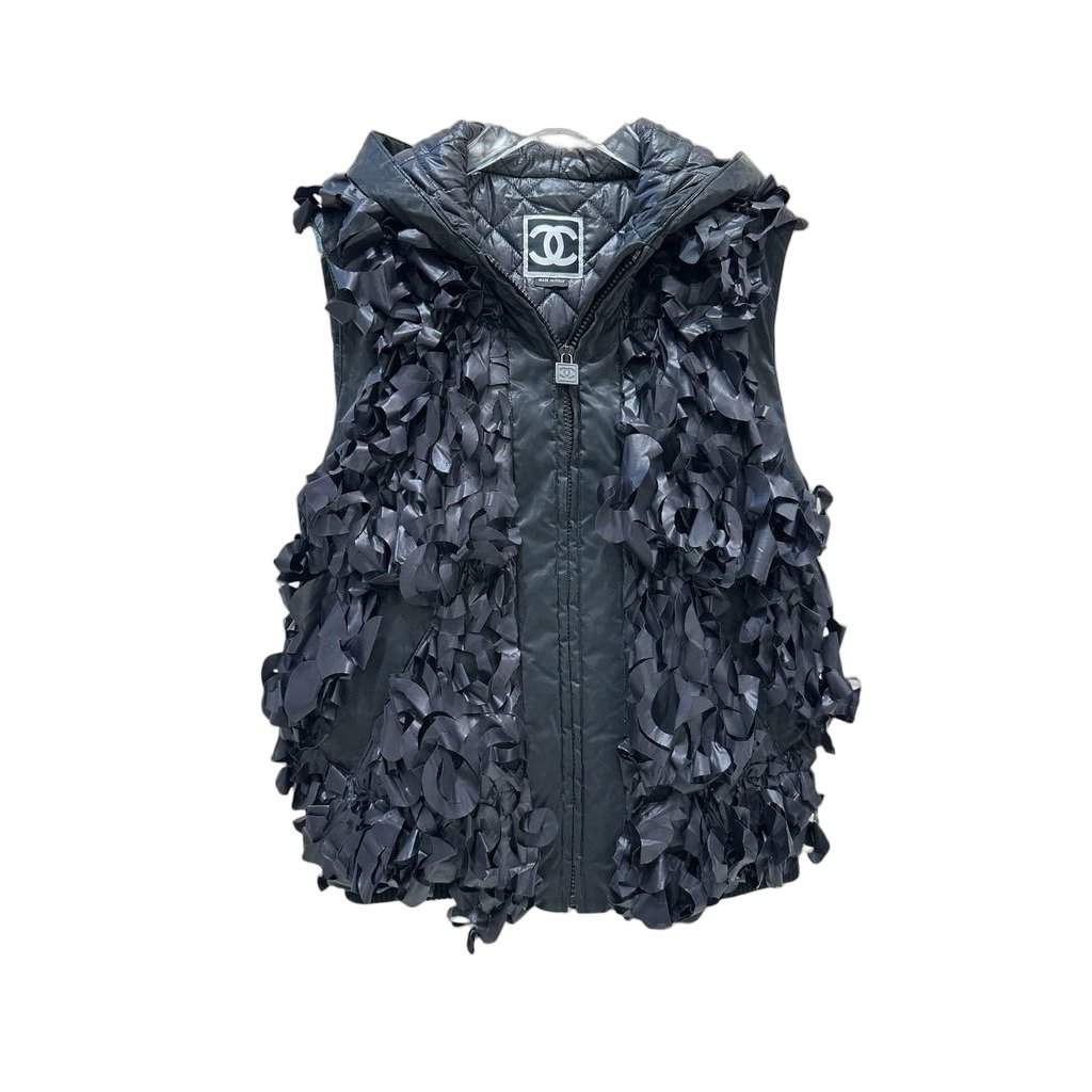 Chanel Chanel Navy Quilted  Decorative Appliqué Vest Sz.38 Pre-owned Navy Good condition - Front View