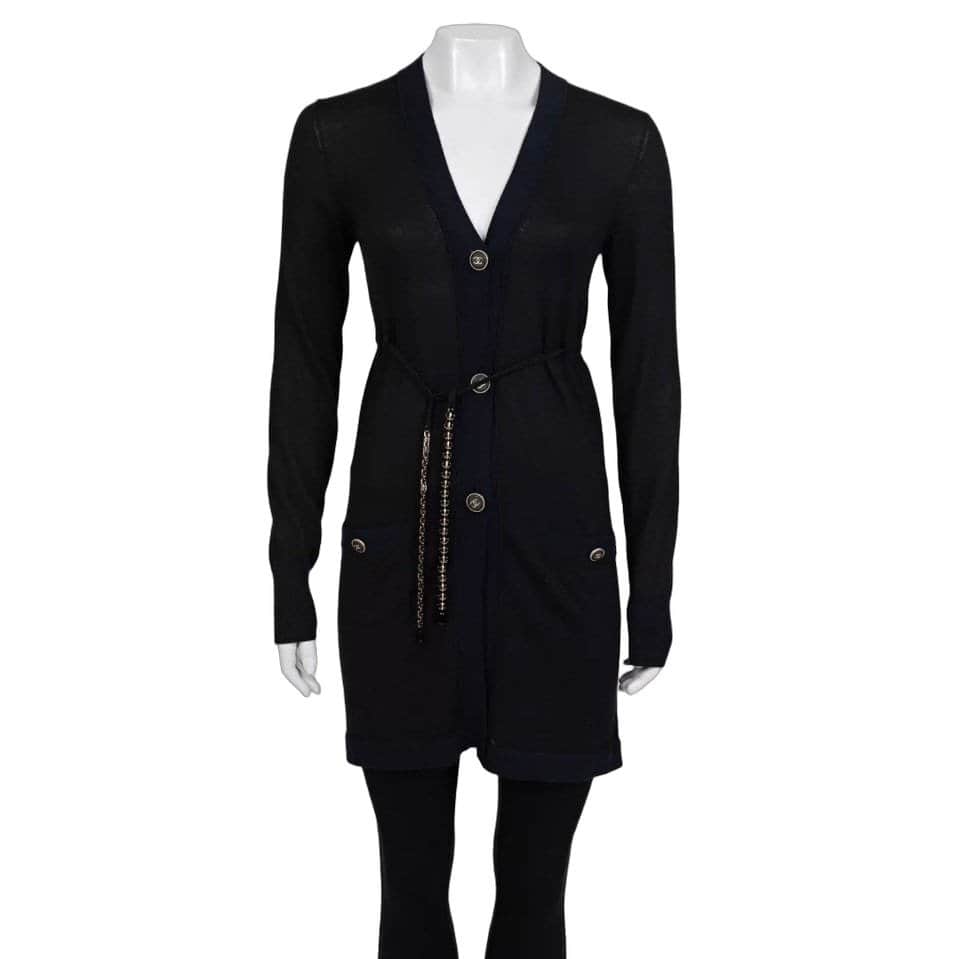 Chanel Chanel Black Cashmere Silk Cardigan  sz.34 Pre-owned Black Wool Good condition - Front View
