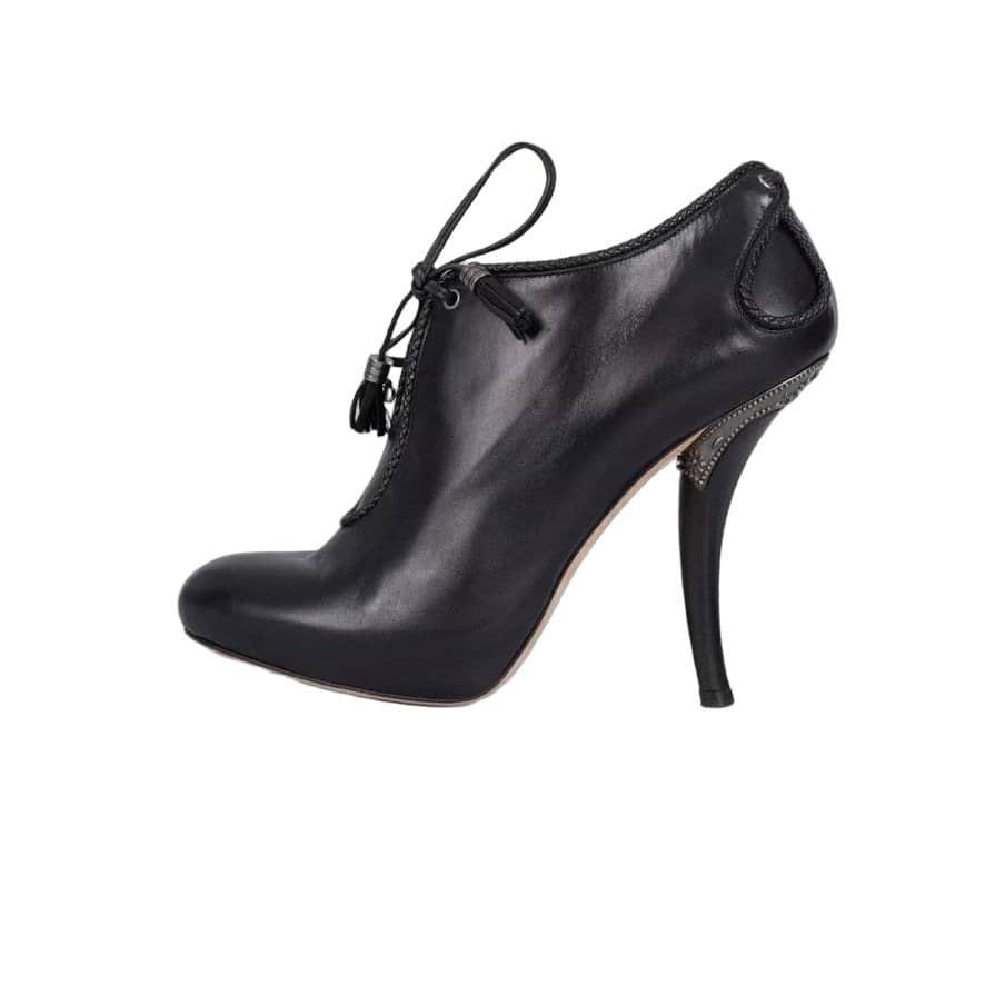 Christian Dior Christian Dior Black Leather Heeled Ankle Boots Sz.39.5 Pre-owned Black Leather Good condition - Front View