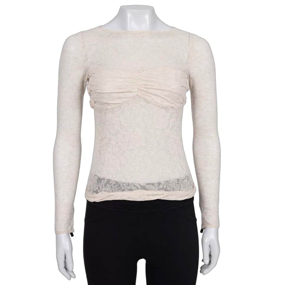 Louis Vuitton Louis Vuitton Beige Lace Body-Con Top Sz.36 Pre-owned Beige Lace Good - Front View