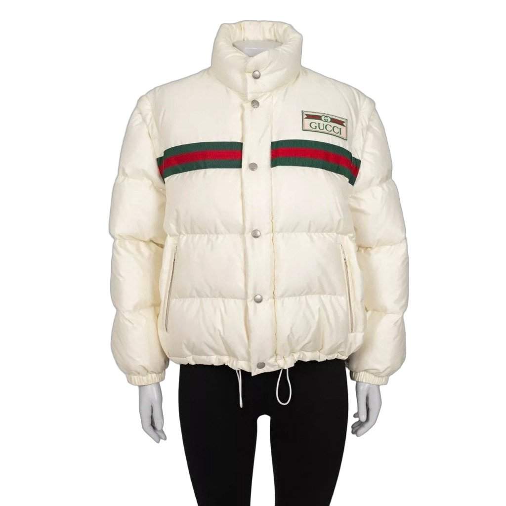 Gucci Gucci White Down Detachable Sleeves Jacket Sz.40 IT Pre-owned White Cotton Good - Front View