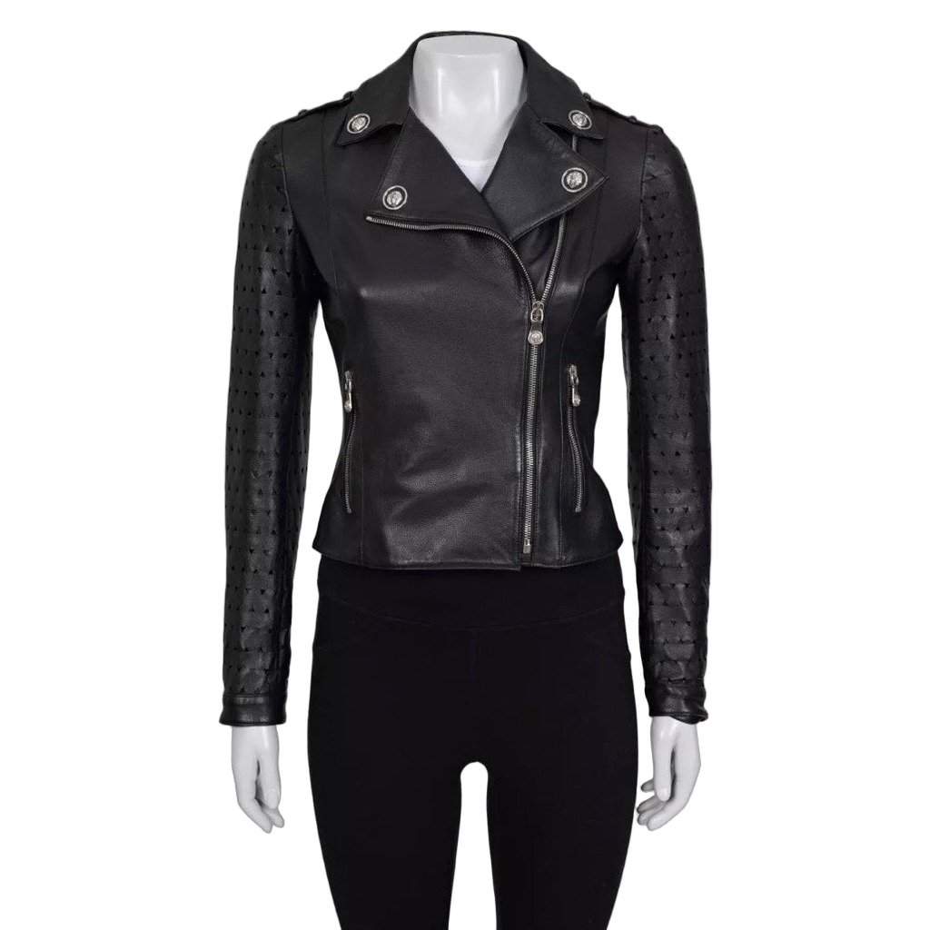 Versus by Versace Versus Versace Black Leather Jacket - Size 38/XS Pre-owned Black Leather Good - Front View
