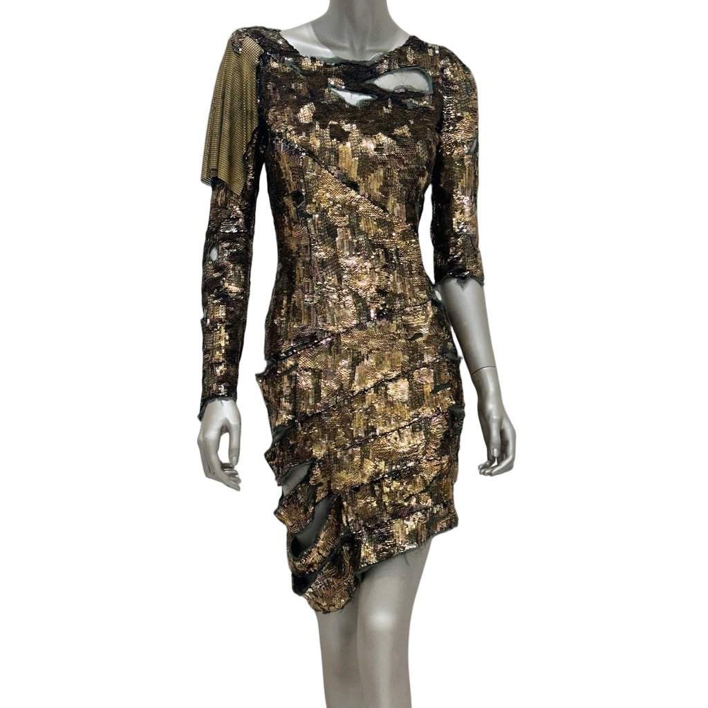 Balmain Balmain Gold Sequin Dress - SS10 Collection Size 38 Pre-owned Gold Good - Front View