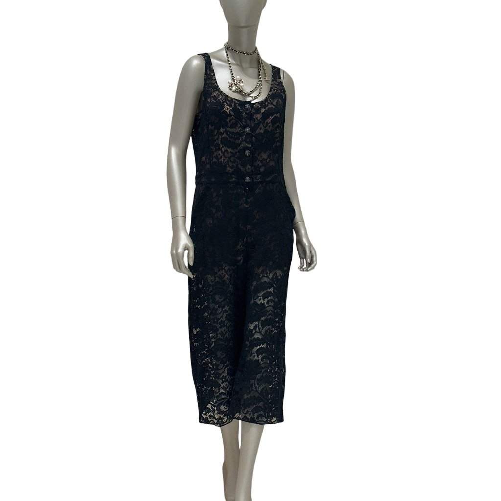 Chanel Chanel Black Lace Evening Jumpsuit - Size 44 Pre-owned Black Lace Good - Front View