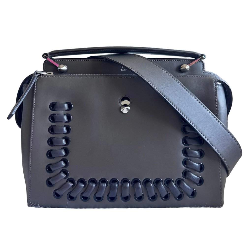 Fendi Whipstitch Dotcom two way bag-dark gray Grey Lace Good - Front View