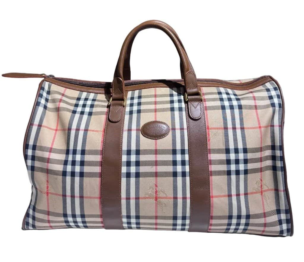 Burberry Boston Travel Bag Brown Canvas Good - Front View