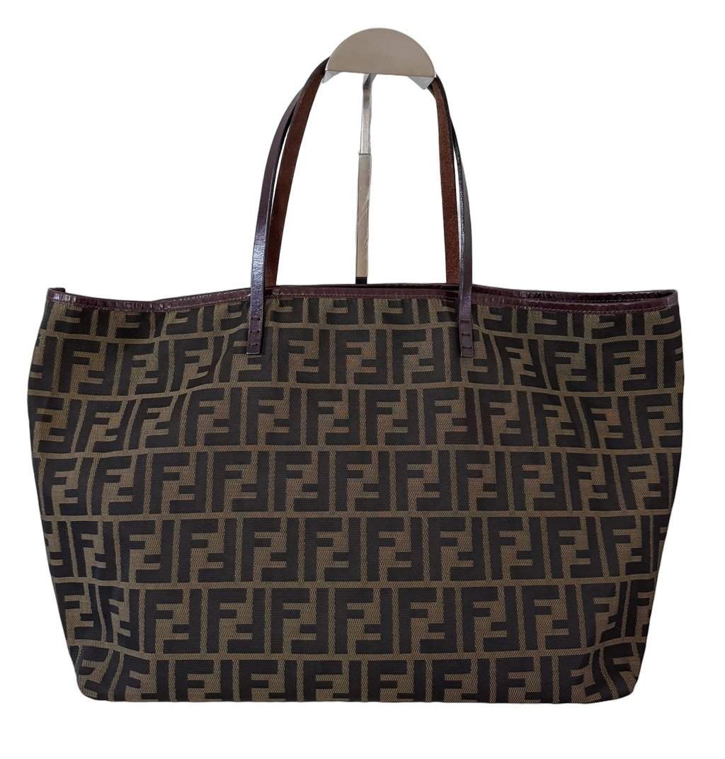 Fendi Canvas Zucca Tote Brown Canvas Good - Front View
