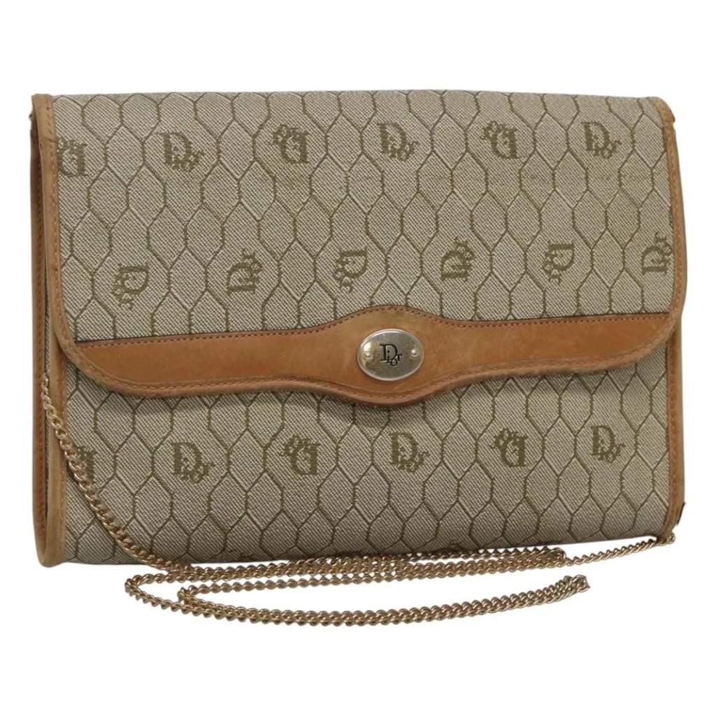 Christian Dior shoulder bag Beige Canvas Good condition - Front View