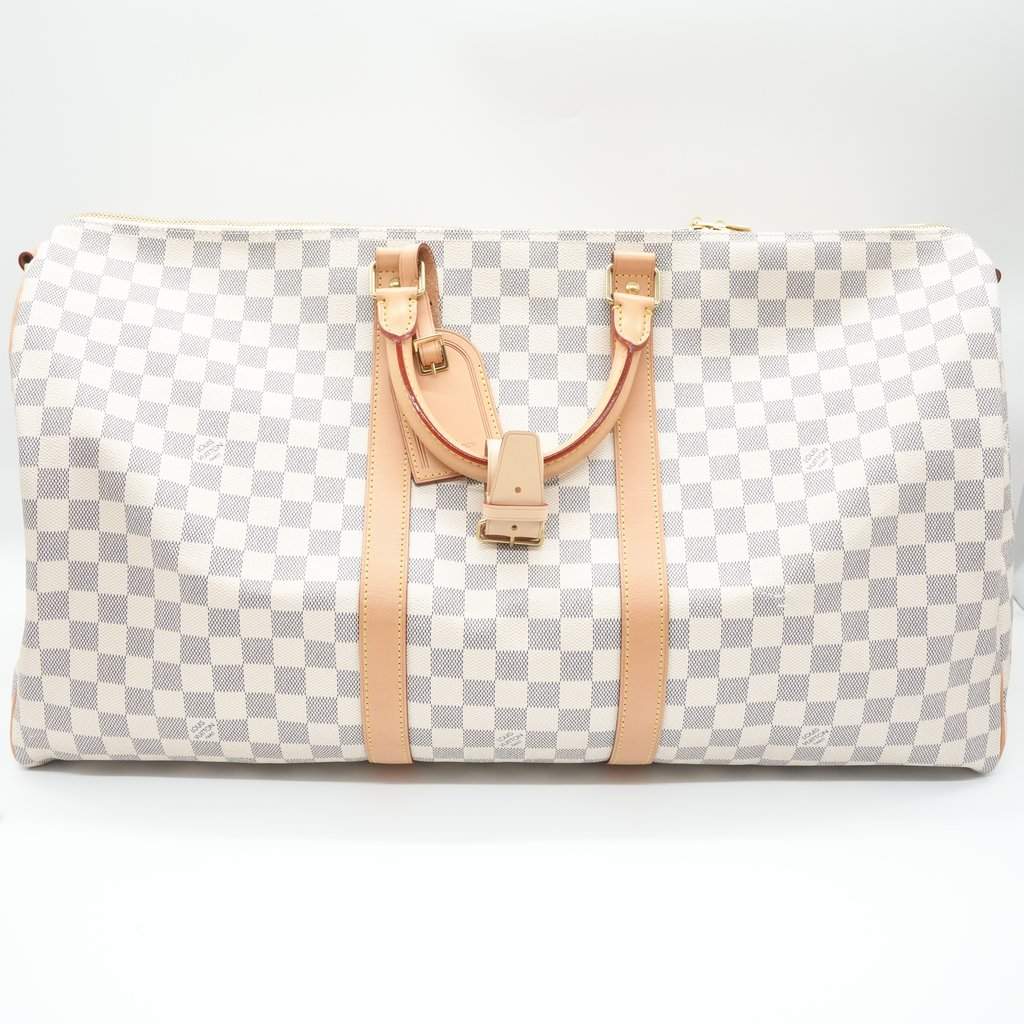 Louis Vuitton Keepall Bandouliere 55 Beige Plastic Very good - Front View