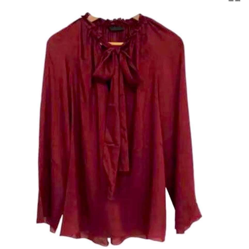 The Row Spira Burgundy Silk Top Burgundy Silk Never worn, with tag - Front View