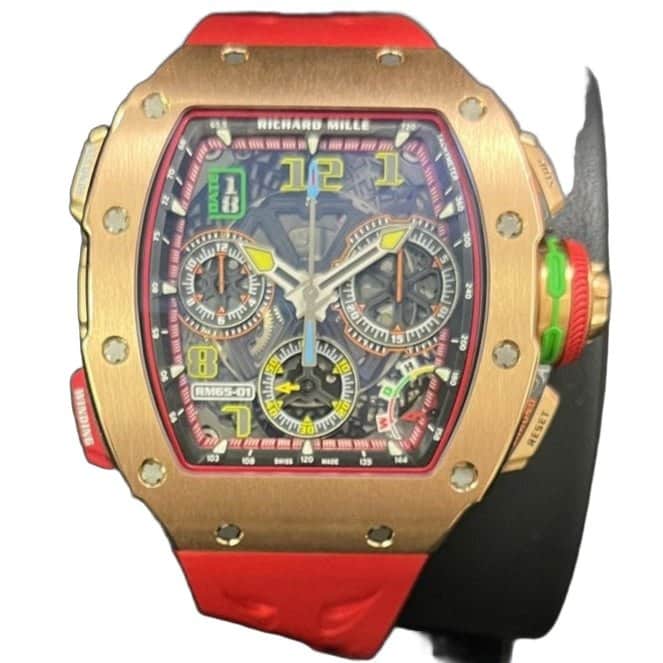 Richard Mille RM 65-01 Automatic Chronograph Full Rose Gold Pink Never worn - Front View