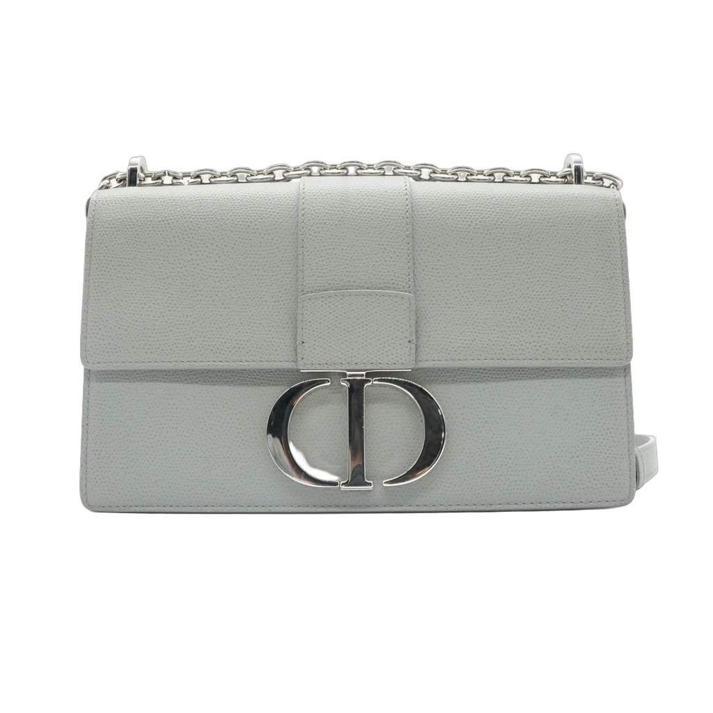Dior 30 Montaigne Grey Bag Grey Leather Fair - Front View