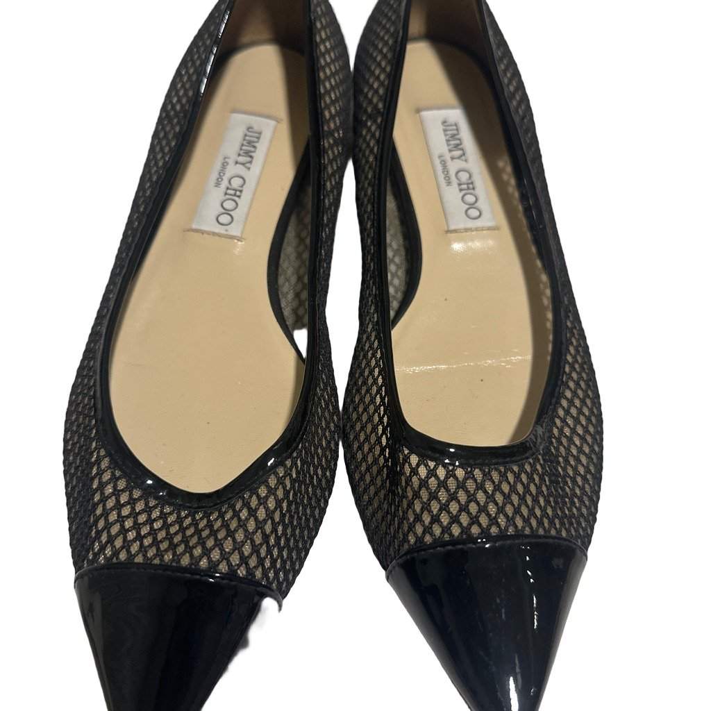 Jimmy Choo Mesh and Patent Cap Black Leather Very good - Front View