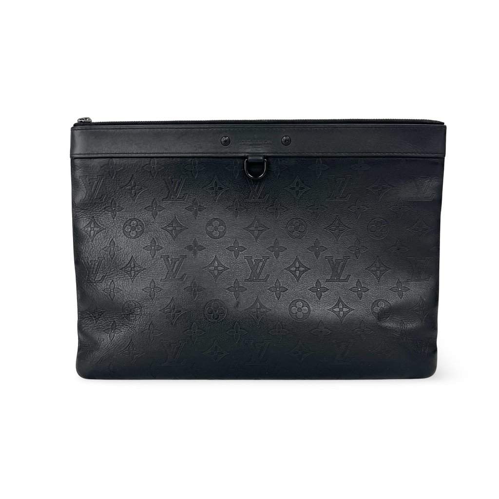 Louis Vuitton Monogram Shadow Leather Pochette Jour GM Black Leather Good - Front View