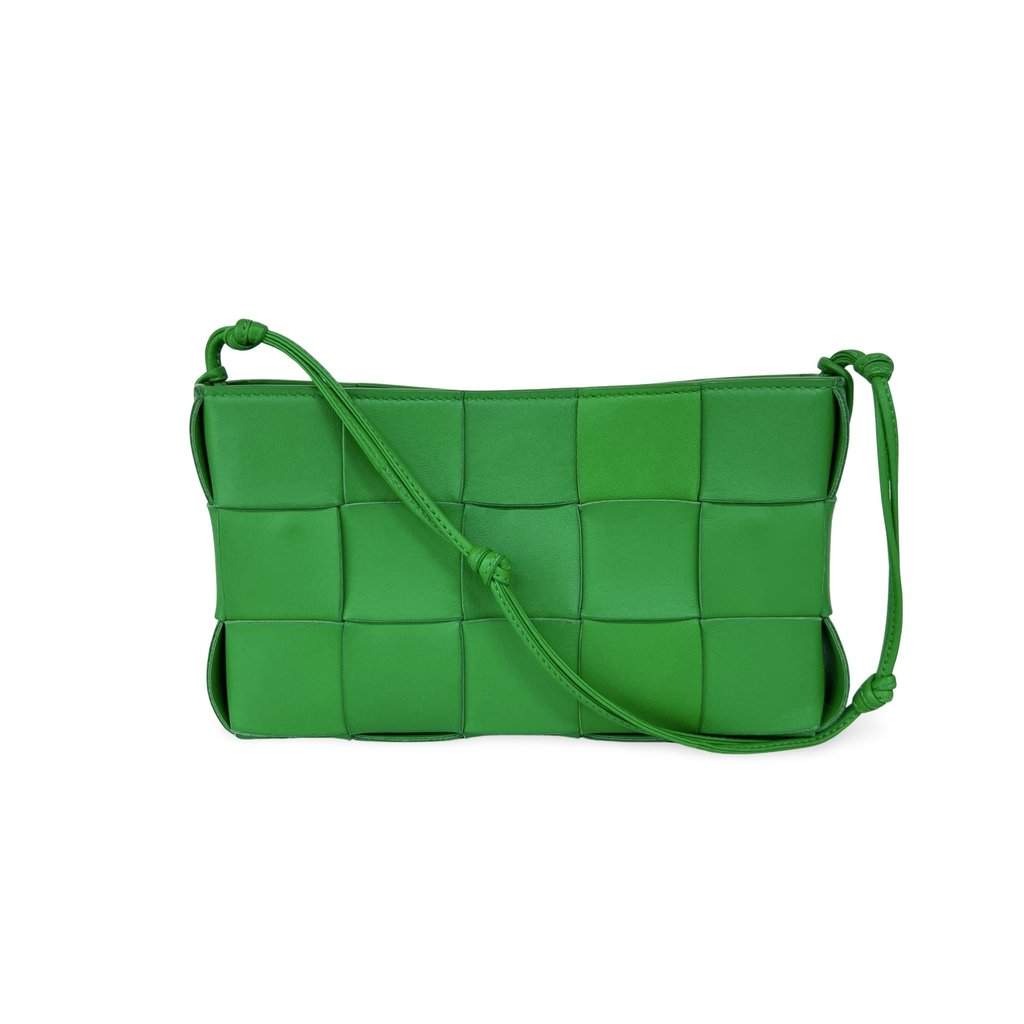 Bottega Veneta Small Cassette Shoulder Bag Parakeet Green Leather Good - Front View