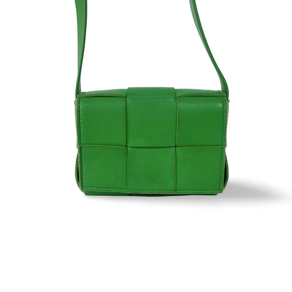 Bottega Veneta Cassette Bag Mini Parakit Green Green Leather Good - Front View