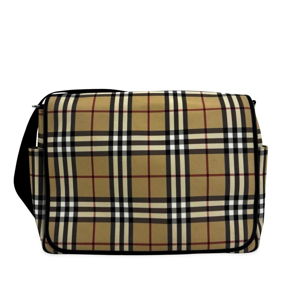 Burberry Vintage Check Nylon Messenger Diaper Bag Archive Beige Beige Polyamide Good - Front View
