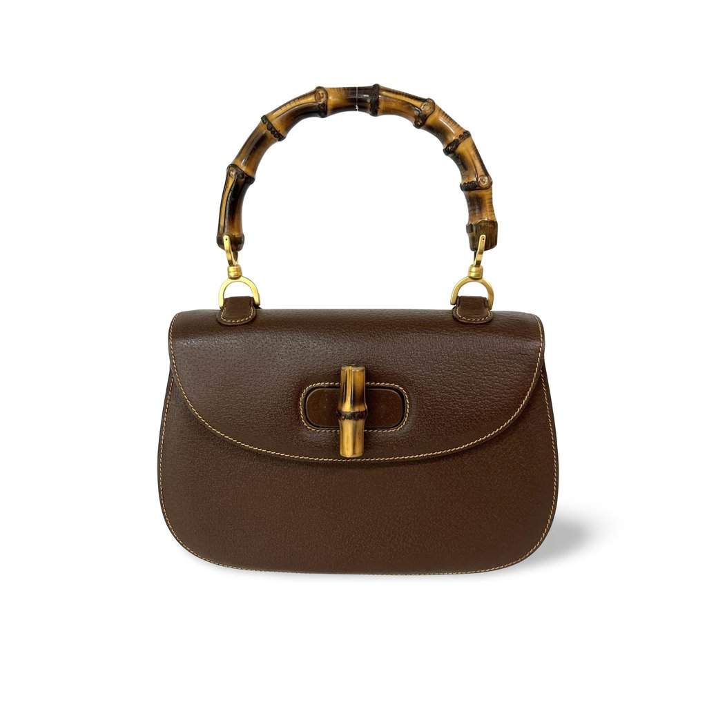 Gucci Bamboo 1947 Medium Top Handle Bag Brown Leather Brown Leather Very good - Front View